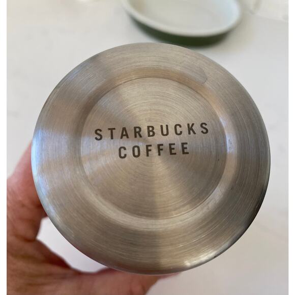 2004 Starbucks 12 Oz. Thermos Stainless Steel Tooled Red Leather Pop-Up Top - Picture 3 of 7